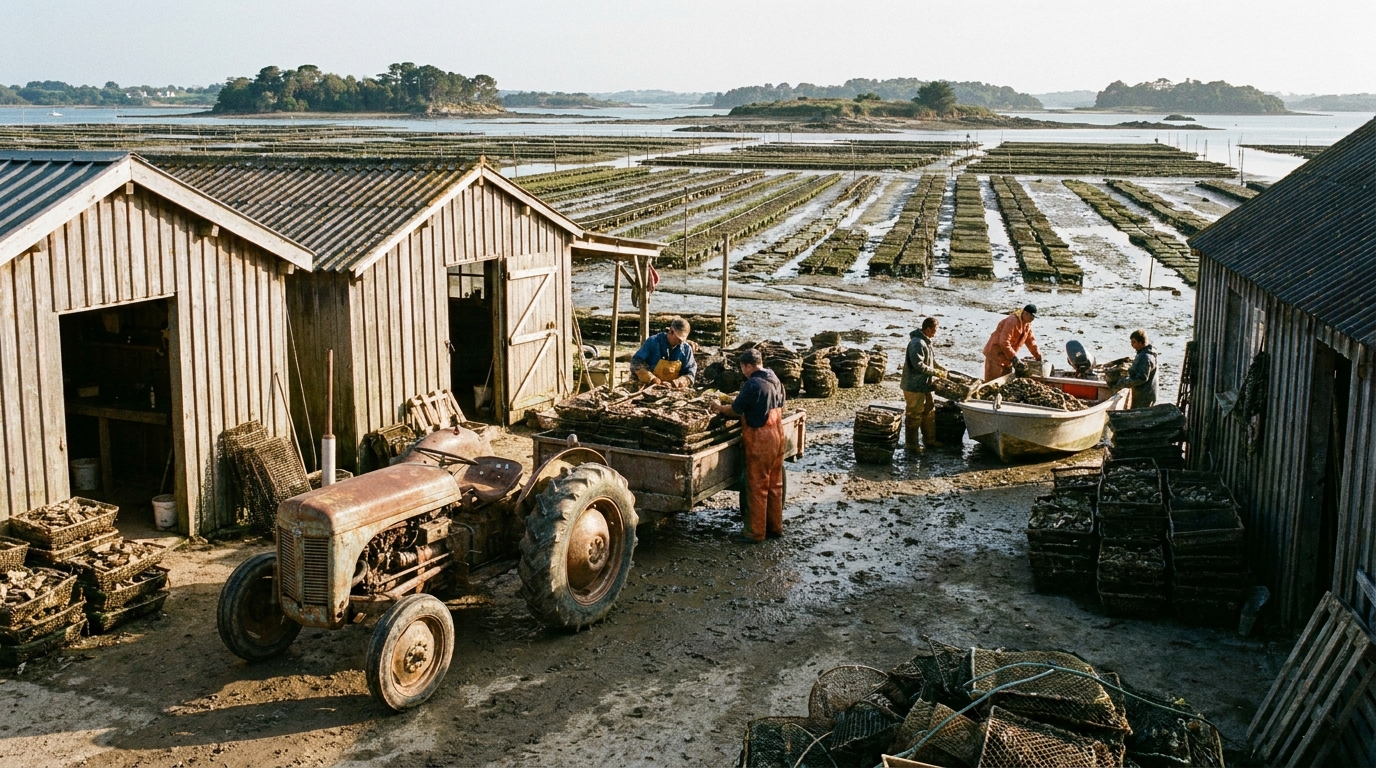 Ferme ostréicole dans le Golfe du Morbihan