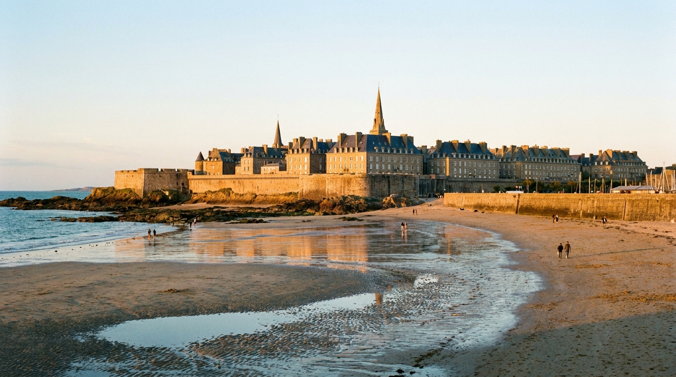 Remparts de Saint-Malo au coucher de soleil
