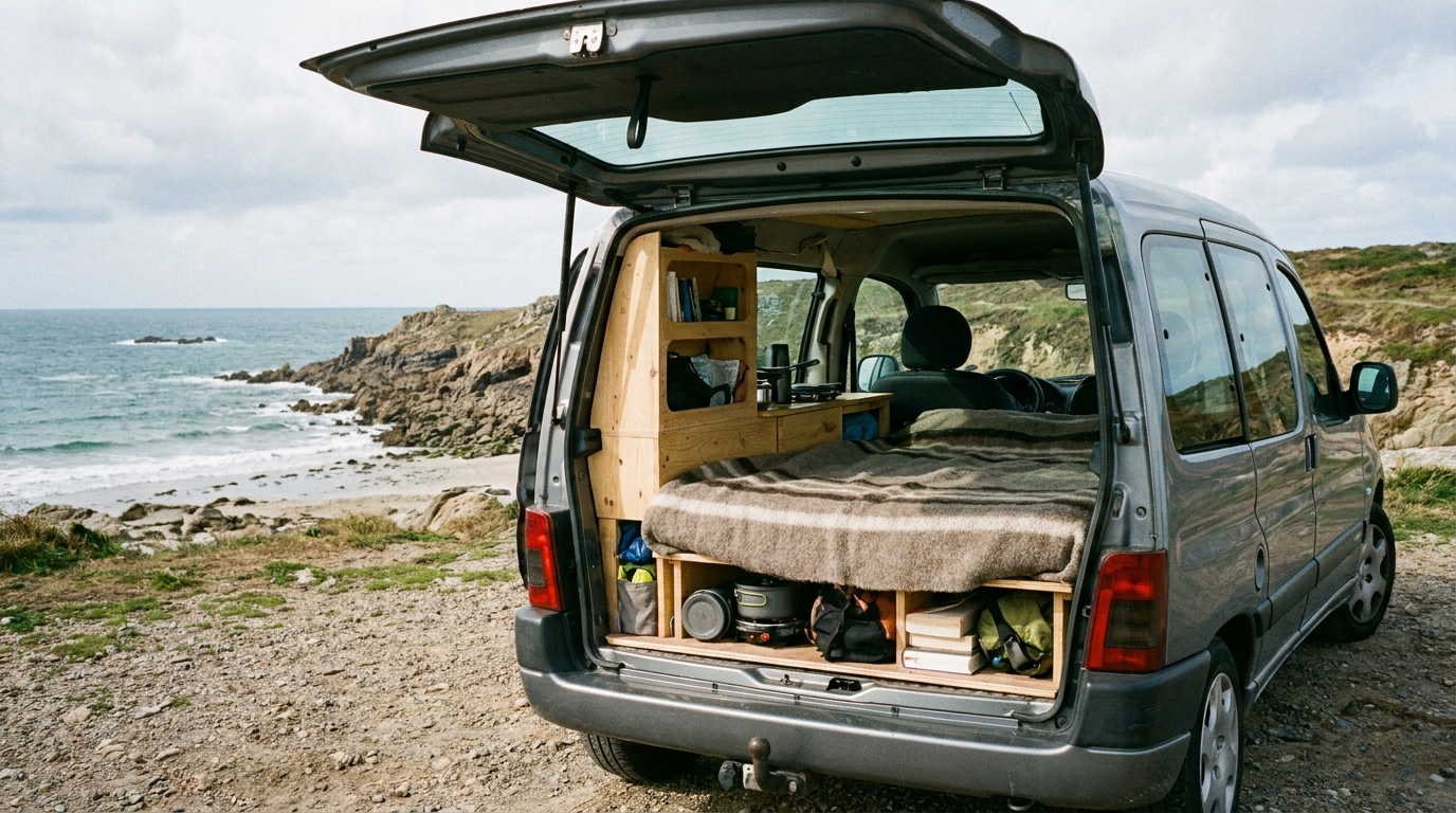 Ludospace avec aménagement couchage en bord de mer Bretagne